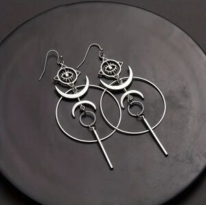 NWT Geometric Moon and Eye Earrings